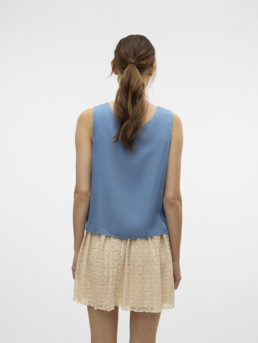 Γιλέκο υφασμάτινο με denim όψη Vero Moda 10326066 - Μπλε denim - thefashionproject.gr - VERO MODA