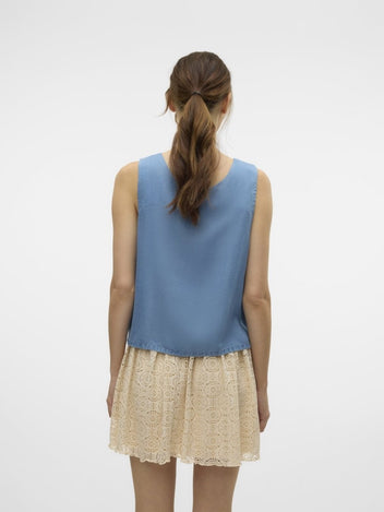 Γιλέκο υφασμάτινο με denim όψη Vero Moda 10326066 - Μπλε denim - thefashionproject.gr - VERO MODA