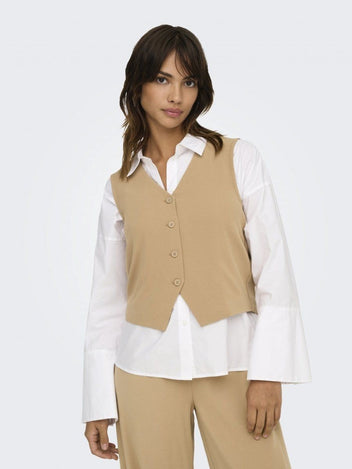 Γιλέκο υφασμάτινο ONLY 15338924 - Caramel - thefashionproject.gr - ONLY
