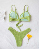 Γκοφρέ v slip bikini - Πράσινο - thefashionproject.gr - The Fashion Project