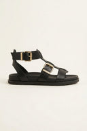 ATENEO - Gladiator Sandals Buckle Straps - Black Matte