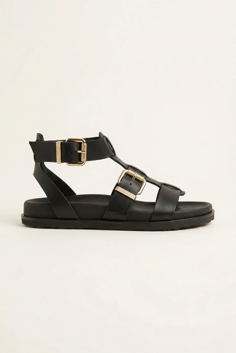 Gladiator Sandals Buckle Straps - Black Matte
