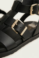 ATENEO - Gladiator Sandals Buckle Straps - Black Matte
