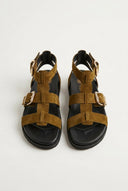ATENEO - Gladiator Sandals Buckle Straps - Olive Suede