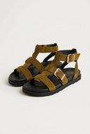ATENEO - Gladiator Sandals Buckle Straps - Olive Suede