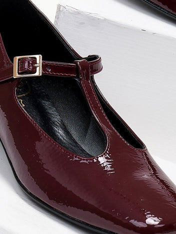 Γοβάκια λουστρίνι με μπαρέτα - Μπορντό - thefashionproject.gr - TFP