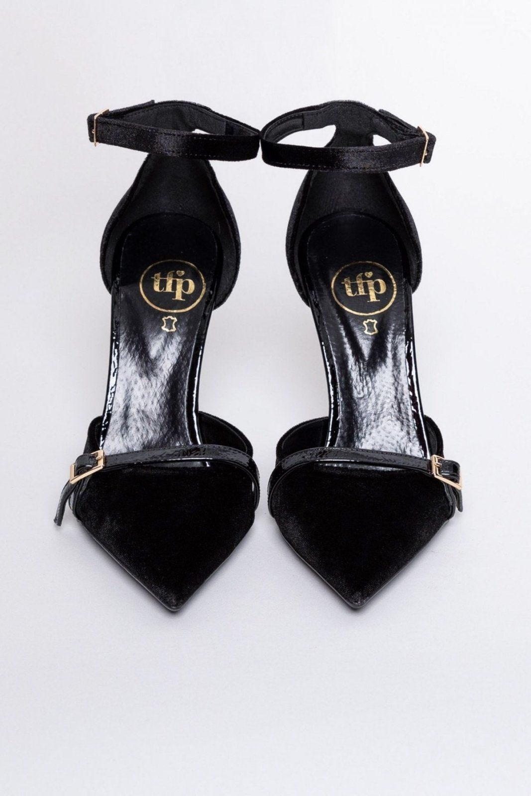 Γόβες από velvet ύφασμα με μπαρέτα TFP - Μαύρο - thefashionproject.gr - TFP