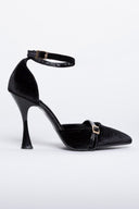 Γόβες από velvet ύφασμα με μπαρέτα TFP - Μαύρο - thefashionproject.gr - TFP