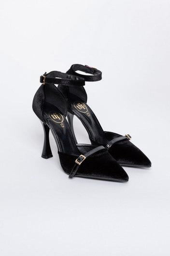 Γόβες από velvet ύφασμα με μπαρέτα TFP - Μαύρο - thefashionproject.gr - TFP