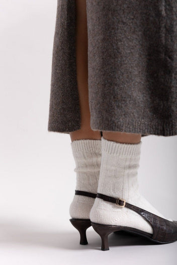 Γόβες κροκό μυτερές slingback TFP - Καφέ - thefashionproject.gr - TFP
