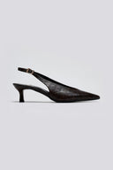 Γόβες κροκό μυτερές slingback TFP - Καφέ - thefashionproject.gr - TFP