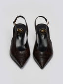 Γόβες κροκό μυτερές slingback TFP - Καφέ - thefashionproject.gr - TFP