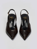 Γόβες κροκό μυτερές slingback TFP - Καφέ - thefashionproject.gr - TFP