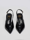 Γόβες κροκό μυτερές slingback TFP - Μαύρο - thefashionproject.gr - TFP