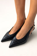Γόβες κροκό μυτερές slingback TFP - Μαύρο - thefashionproject.gr - TFP