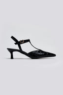 Γόβες κροκό μυτερές t - strap TFP - Μαύρο - thefashionproject.gr - TFP