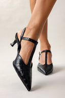 Γόβες κροκό μυτερές t - strap TFP - Μαύρο - thefashionproject.gr - TFP