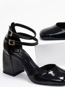 Γόβες λουστρίνι με διπλή μπαρέτα tfp - Μαύρο - thefashionproject.gr - TFP