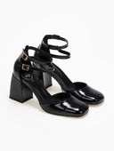 Γόβες λουστρίνι με διπλή μπαρέτα tfp - Μαύρο - thefashionproject.gr - TFP