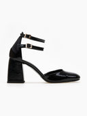 Γόβες λουστρίνι με διπλή μπαρέτα tfp - Μαύρο - thefashionproject.gr - TFP