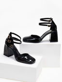 Γόβες λουστρίνι με διπλή μπαρέτα tfp - Μαύρο - thefashionproject.gr - TFP
