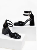 Γόβες λουστρίνι με διπλή μπαρέτα tfp - Μαύρο - thefashionproject.gr - TFP