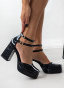 Γόβες λουστρίνι με διπλή μπαρέτα TFP - Μαύρο - thefashionproject.gr - TFP