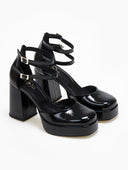 Γόβες λουστρίνι με διπλή μπαρέτα TFP - Μαύρο - thefashionproject.gr - TFP