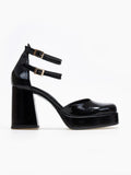 Γόβες λουστρίνι με διπλή μπαρέτα TFP - Μαύρο - thefashionproject.gr - TFP