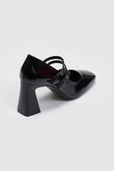 Γόβες λουστρίνι με διπλή μπαρέτα TFP - Μαύρο - thefashionproject.gr - TFP