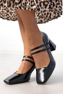 Γόβες λουστρίνι με διπλή μπαρέτα TFP - Μαύρο - thefashionproject.gr - TFP