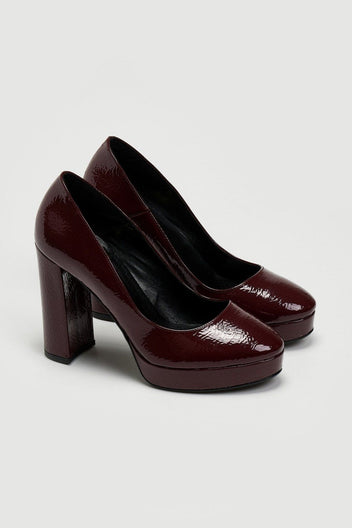 Γόβες λουστρίνι με φιάπα TFP - Burgundy - thefashionproject.gr - TFP