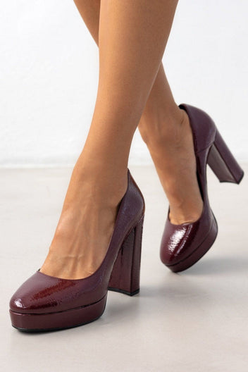 Γόβες λουστρίνι με φιάπα TFP - Burgundy - thefashionproject.gr - TFP