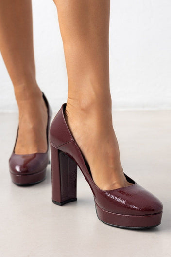 Γόβες λουστρίνι με φιάπα TFP - Burgundy - thefashionproject.gr - TFP