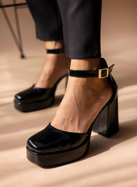 Escarpins plateforme vernis - Noir