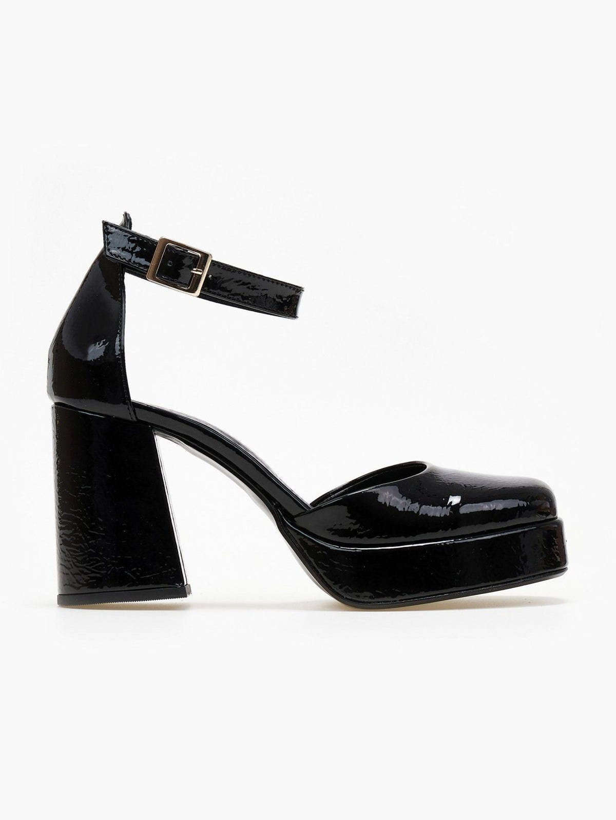Γόβες λουστρίνι με φιάπα TFP - Μαύρο - thefashionproject.gr - TFP