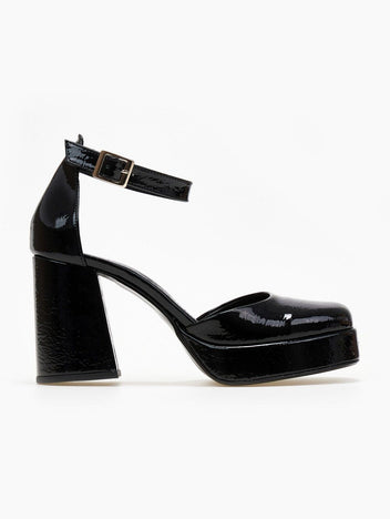 Γόβες λουστρίνι με φιάπα TFP - Μαύρο - thefashionproject.gr - TFP