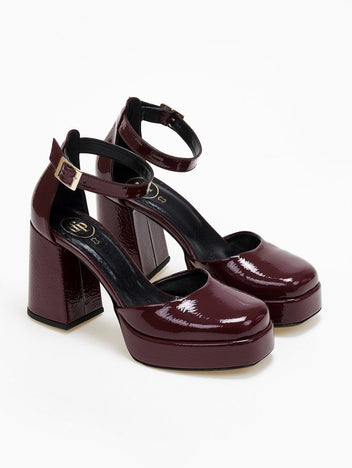 Γόβες λουστρίνι με φιάπα TFP - Μπορντό - thefashionproject.gr - TFP