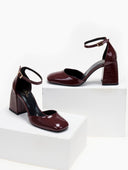 Γόβες λουστρίνι με μπαρέτα - Μπορντό - thefashionproject.gr - TFP