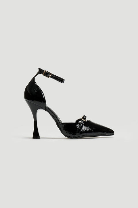 Escarpins à bride de cheville en vernis - Noir