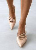 Γόβες λουστρίνι μυτερές slingback Erynn - Nude - thefashionproject.gr - ERYNN