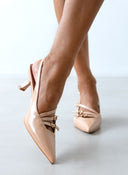 Γόβες λουστρίνι μυτερές slingback Erynn - Nude - thefashionproject.gr - ERYNN