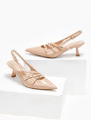 Γόβες λουστρίνι μυτερές slingback Erynn - Nude - thefashionproject.gr - ERYNN