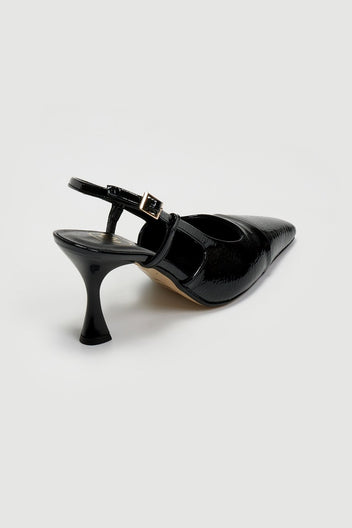 Γόβες λουστρίνι μυτερές TFP - Μαύρο - thefashionproject.gr - TFP