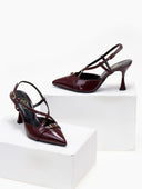 Γόβες λουστρίνι slingback μυτερές TFP - Burgundy - thefashionproject.gr - TFP