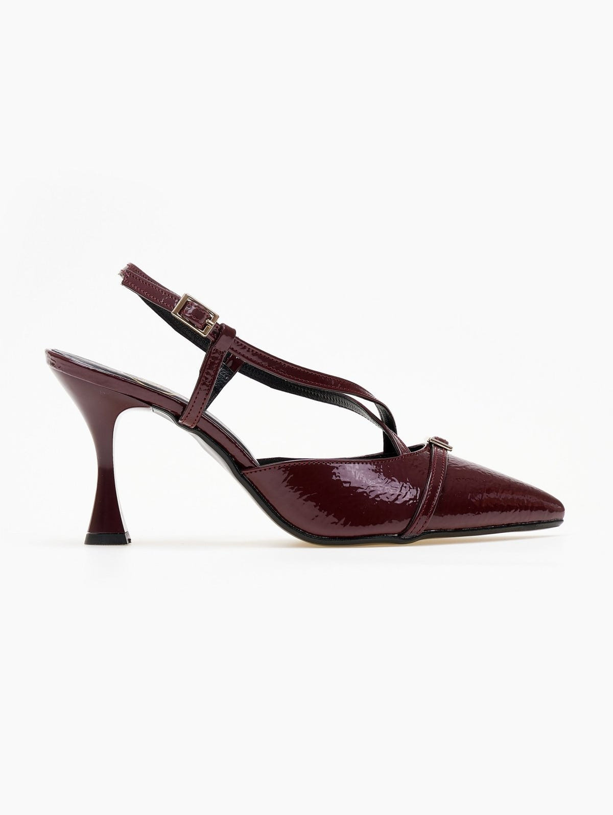 Γόβες λουστρίνι slingback μυτερές TFP - Burgundy - thefashionproject.gr - TFP