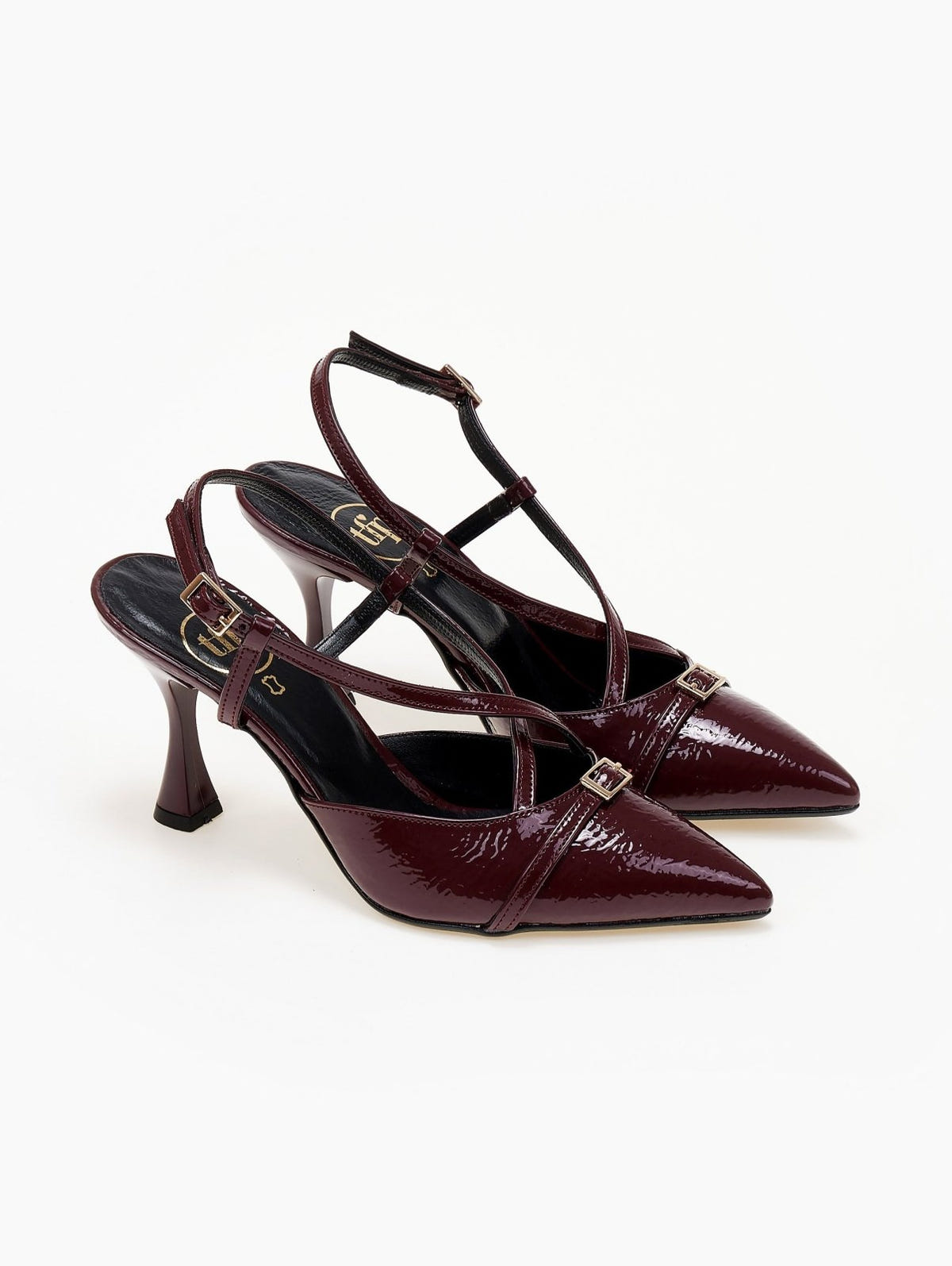 Γόβες λουστρίνι slingback μυτερές TFP - Burgundy - thefashionproject.gr - TFP