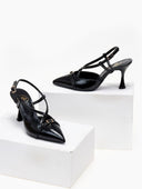 Γόβες λουστρίνι slingback μυτερές TFP - Μαύρο - thefashionproject.gr - TFP