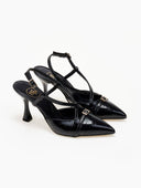 Γόβες λουστρίνι slingback μυτερές TFP - Μαύρο - thefashionproject.gr - TFP