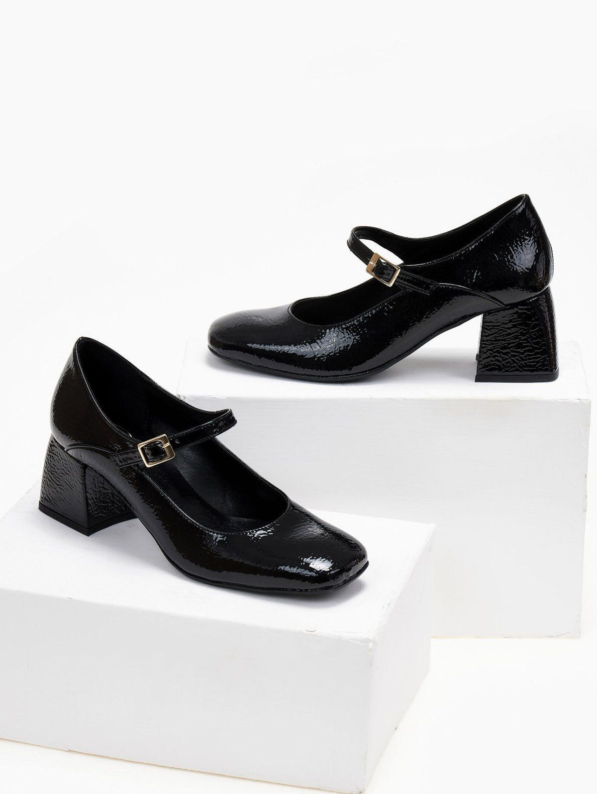 Γόβες Mary Jane λουστρίνι TFP - Μαύρο - thefashionproject.gr - TFP